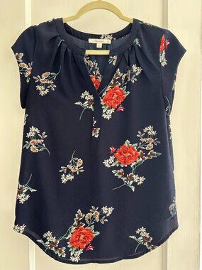 Fun2Fun (Stitchfix) Navy Floral Blouse